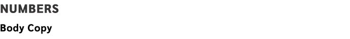Numbers Body Copy